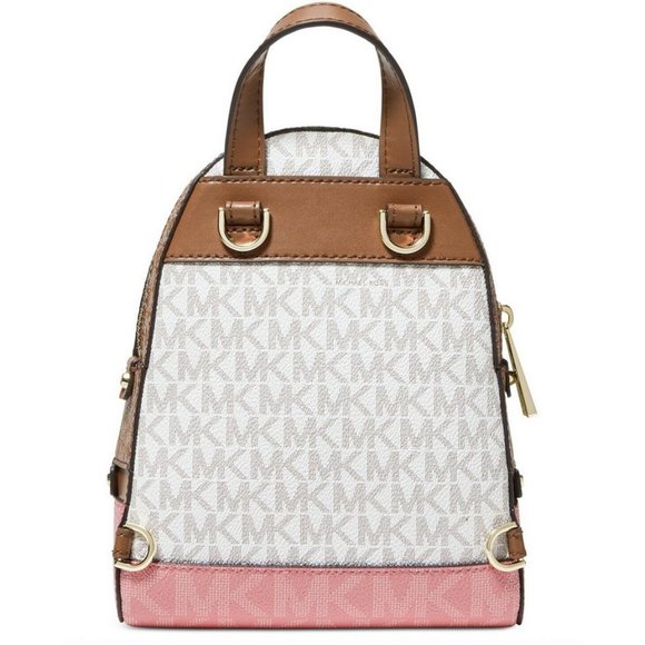 Michael Kors Rhea Zip Extra Small MK Signature Backpack Crossbody Bag